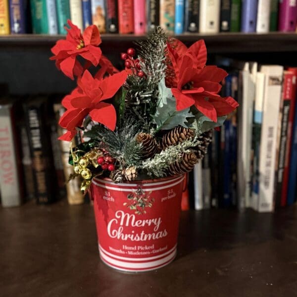 Festive decoration with books in background