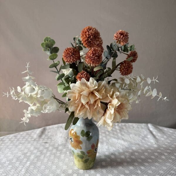 CHRYSANTHEMUMS AND EUCALYPTUS