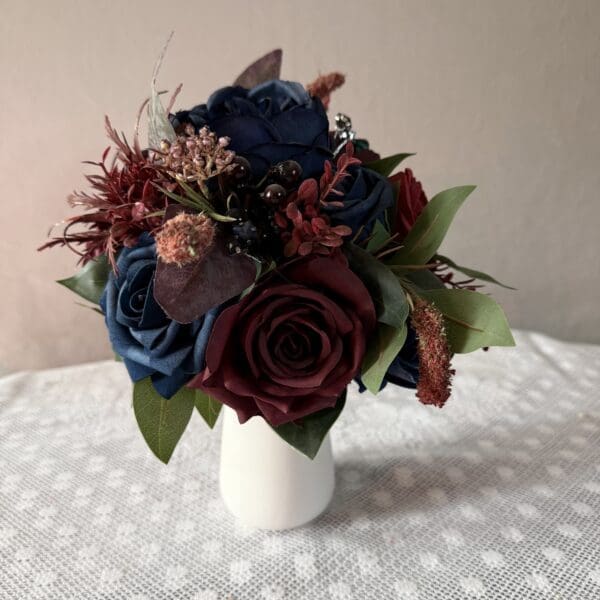 Dark blue and burgundy rose bouquet